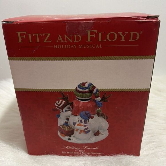 Fritz And Floyd Snowman Musical Figurine "We‎ Wish You A Merry Christmas" - Picture 10 of 12